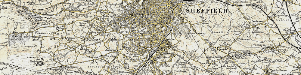Old map of Sharrow in 1902-1903