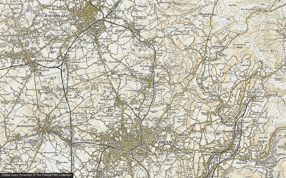 Old Map of Shaw, 1903 in 1903