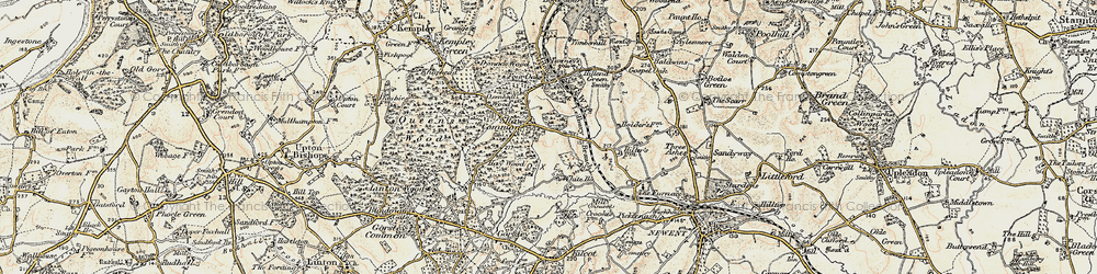 Old map of Shaw Common in 1899-1900