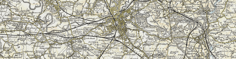 Old map of Shaw Heath in 1903