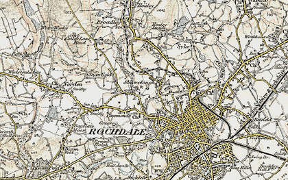Old map of Shawclough in 1903