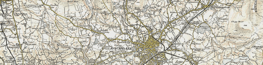 Old map of Shawclough in 1903