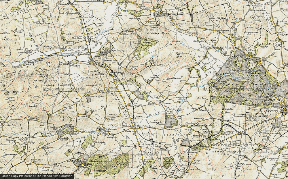 Old Map of Shawdon Hall, 1901-1903 in 1901-1903