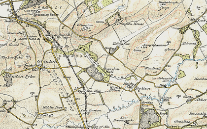 Old map of Shawdon Hall in 1901-1903