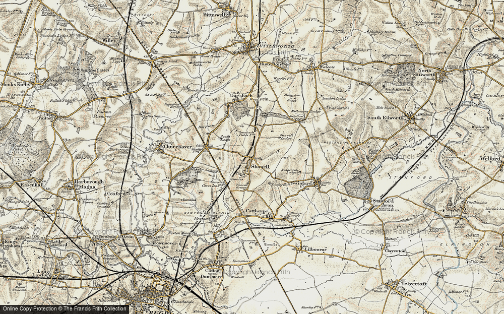 Old Map of Shawell, 1901-1902 in 1901-1902