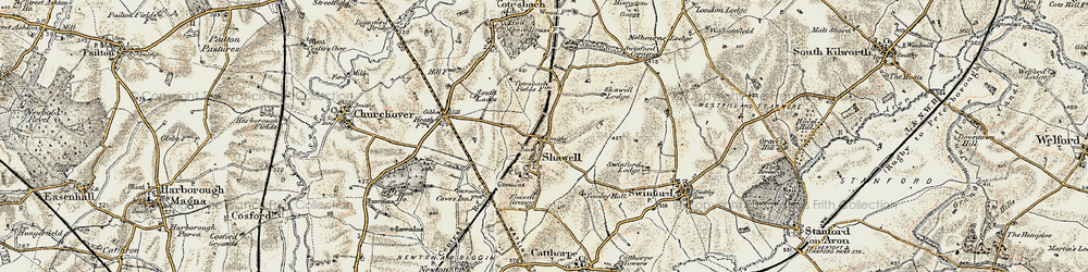 Old map of Shawell in 1901-1902