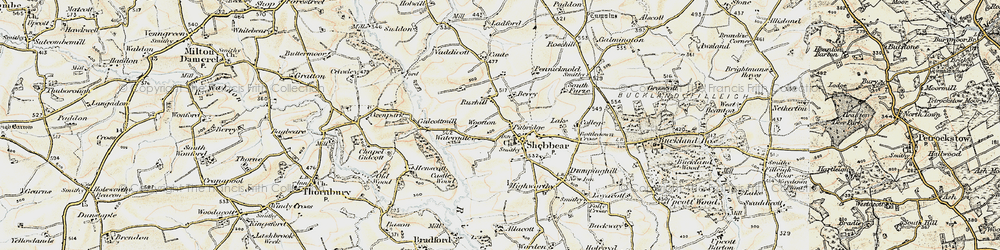 Old map of Shebbear in 1900