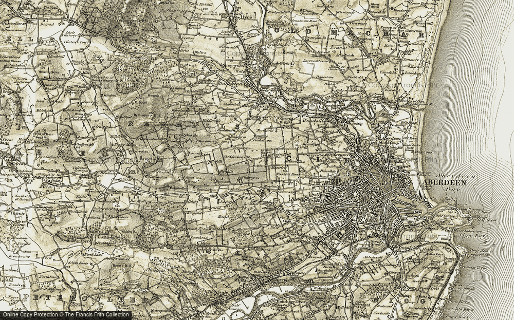 Old Map of Historic Map covering Bucksburn Ho in 1909