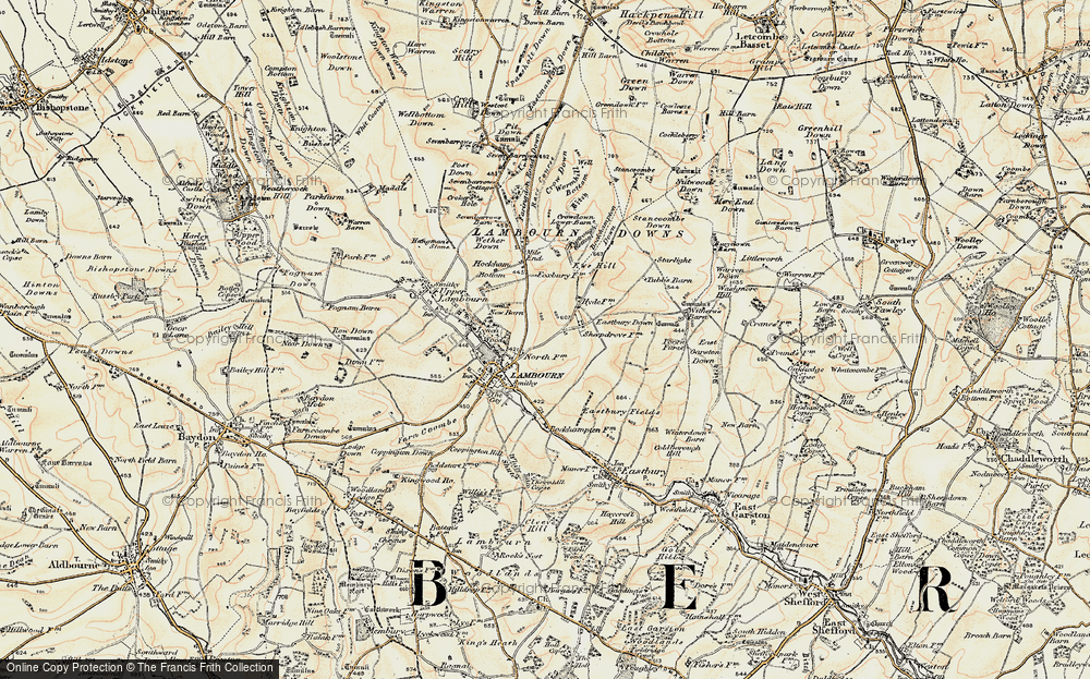 Old Map of Historic Map covering Bockhampton Down in 1897-1900