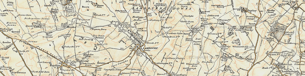 Old map of Bockhampton Down in 1897-1900