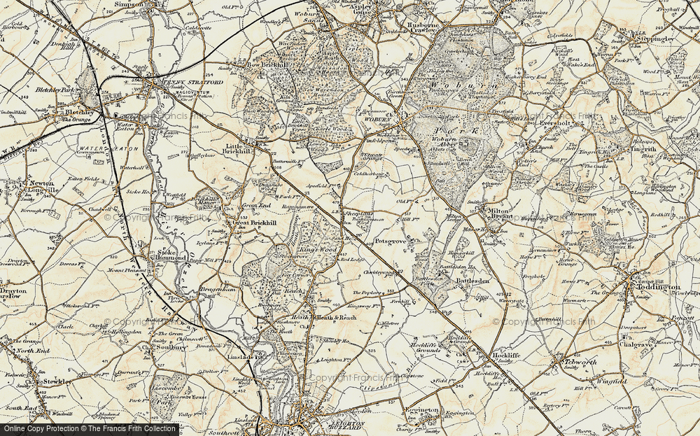 Old Map of Historic Map covering Bushycommon Wood in 1898-1899