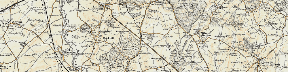 Old map of Bushycommon Wood in 1898-1899