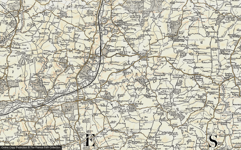 Old Map of Sheering, 1898 in 1898