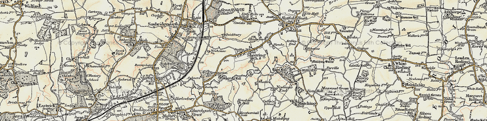 Old map of Sheering in 1898