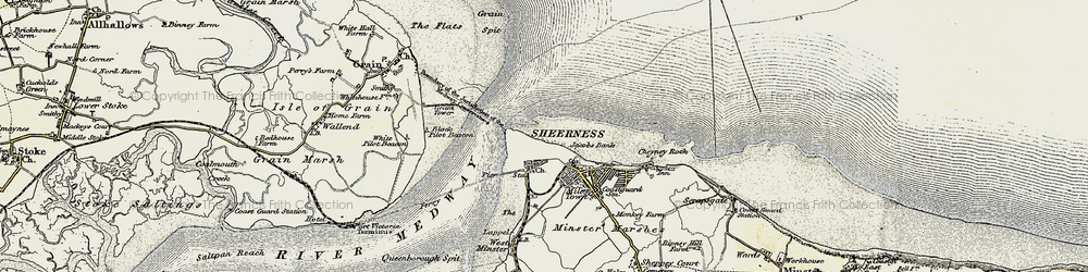 Old map of Sheerness in 1897-1898