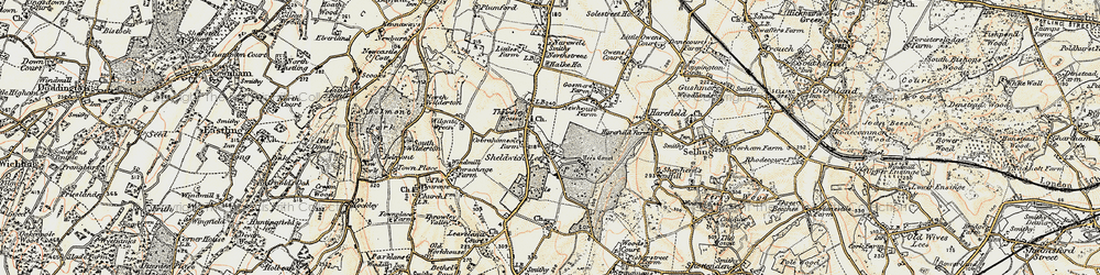 Old map of Sheldwich in 1897-1898