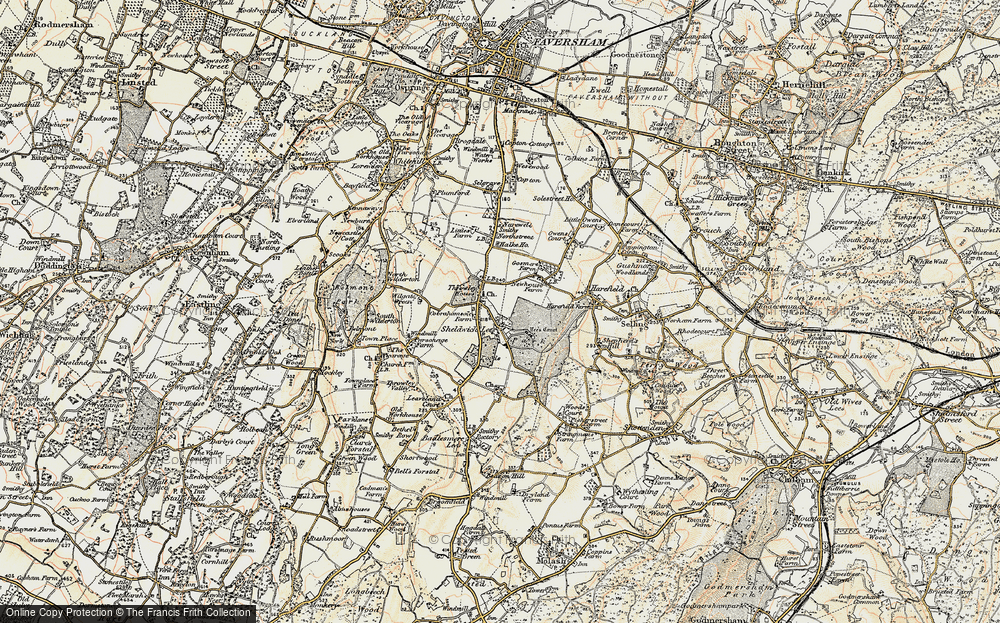 Old Map of Sheldwich Lees, 1897-1898 in 1897-1898
