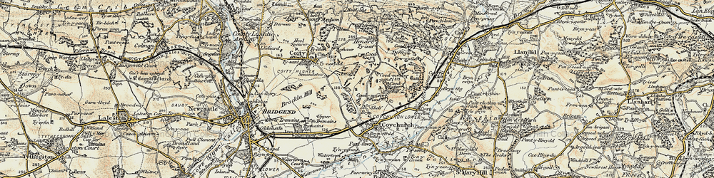 Old map of Hendre in 1899-1900