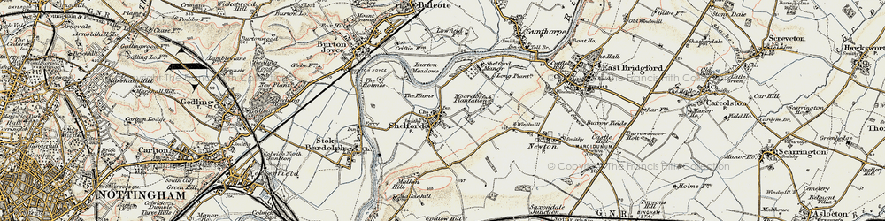 Old map of Shelford in 1902-1903