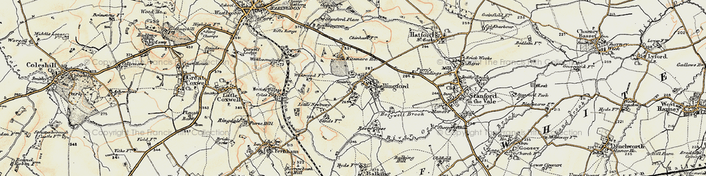 Old map of Shellingford in 1897-1899