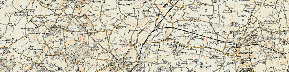 Old map of Shenfield in 1898
