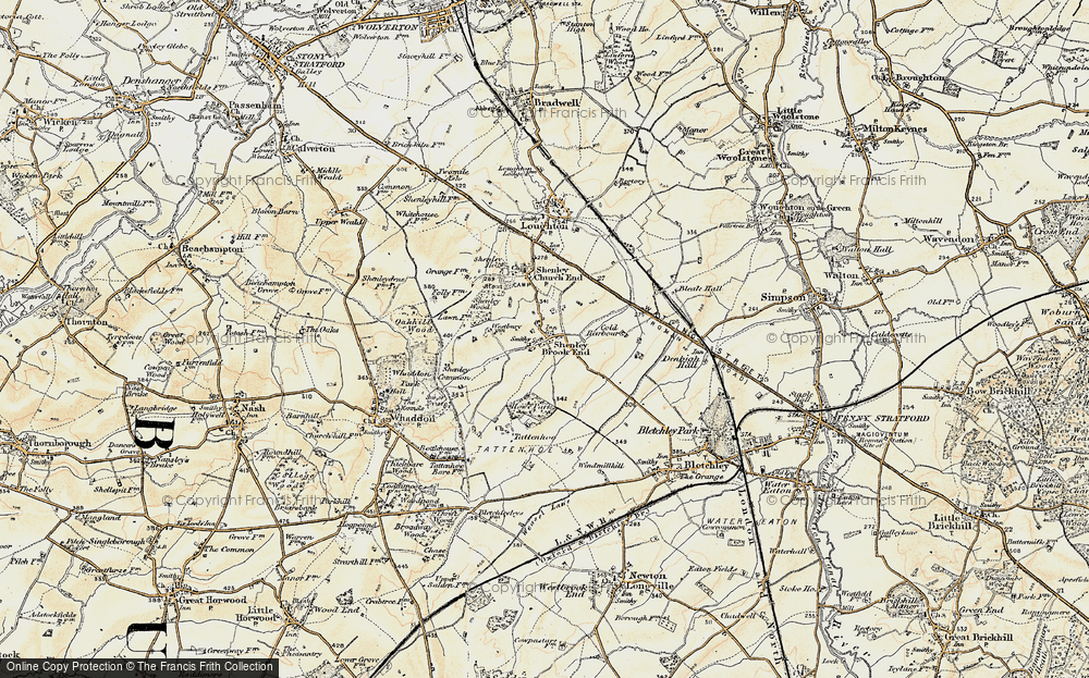 Old Map of Shenley Brook End, 1898-1901 in 1898-1901