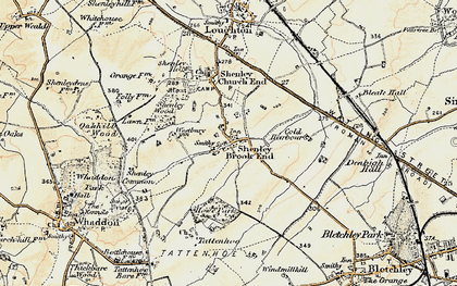Old map of Shenley Brook End in 1898-1901