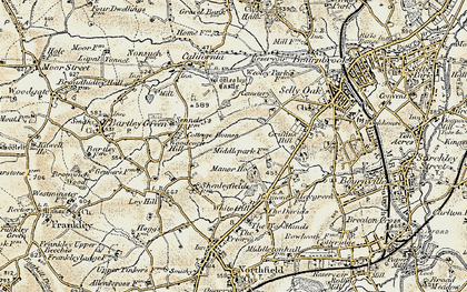 Old map of Shenley Fields in 1901-1902