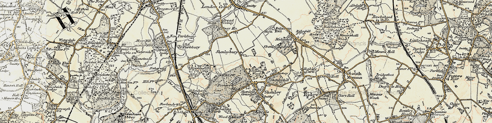 Old map of Shenleybury in 1897-1898