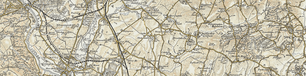 Old map of Shenstone in 1901-1902