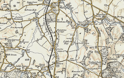 Old map of Shenstone Woodend in 1901-1902