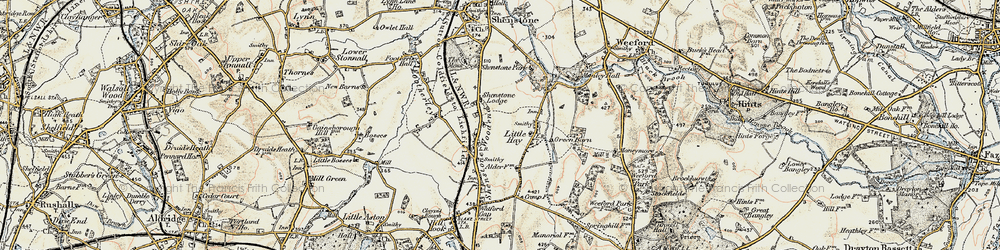 Old map of Shenstone Woodend in 1901-1902