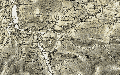Old map of Allt a' Choileachain in 1908-1911