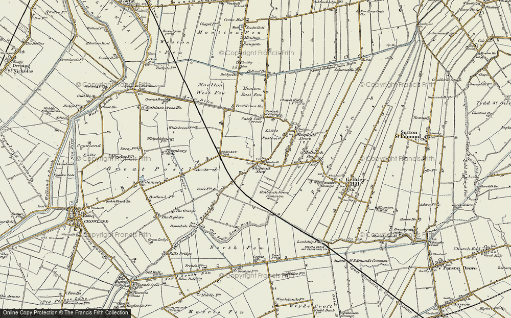Old Map of Shepeau Stow, 1901-1902 in 1901-1902