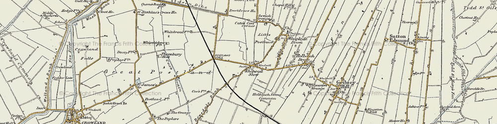 Old map of Shepeau Stow in 1901-1902