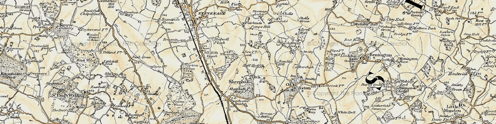 Old map of Shephall in 1898-1899