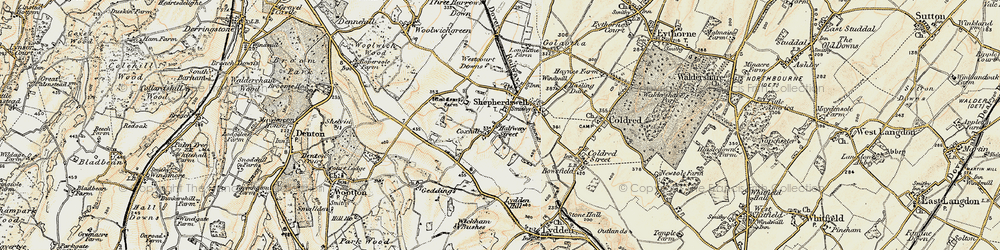 Old map of Shepherdswell in 1898-1899
