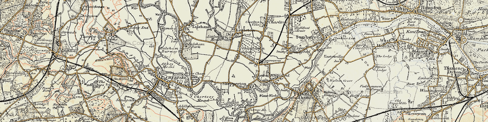 Old map of Shepperton Green in 1897-1909