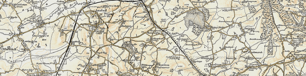 Old map of Shepton Montague in 1899