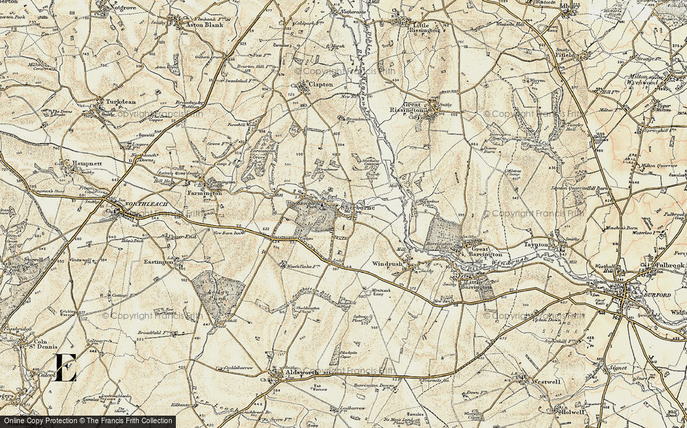 Old Map of Sherborne, 1898-1899 in 1898-1899