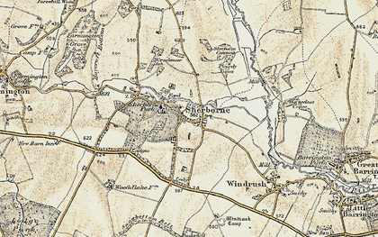 Old map of Sherborne in 1898-1899