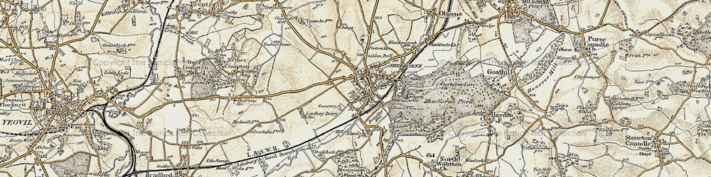 Old map of Sherborne in 1899