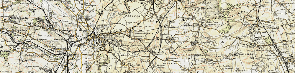 Old map of Sherburn Grange in 1901-1904
