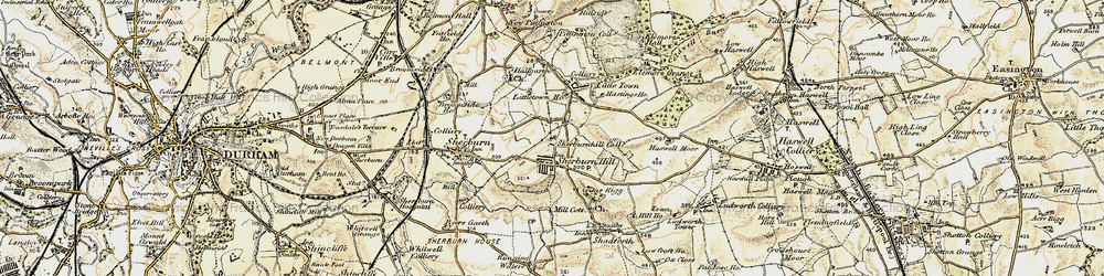 Old map of Sherburn Hill in 1901-1904