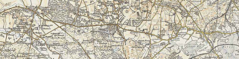 Old map of Sherford in 1899-1909