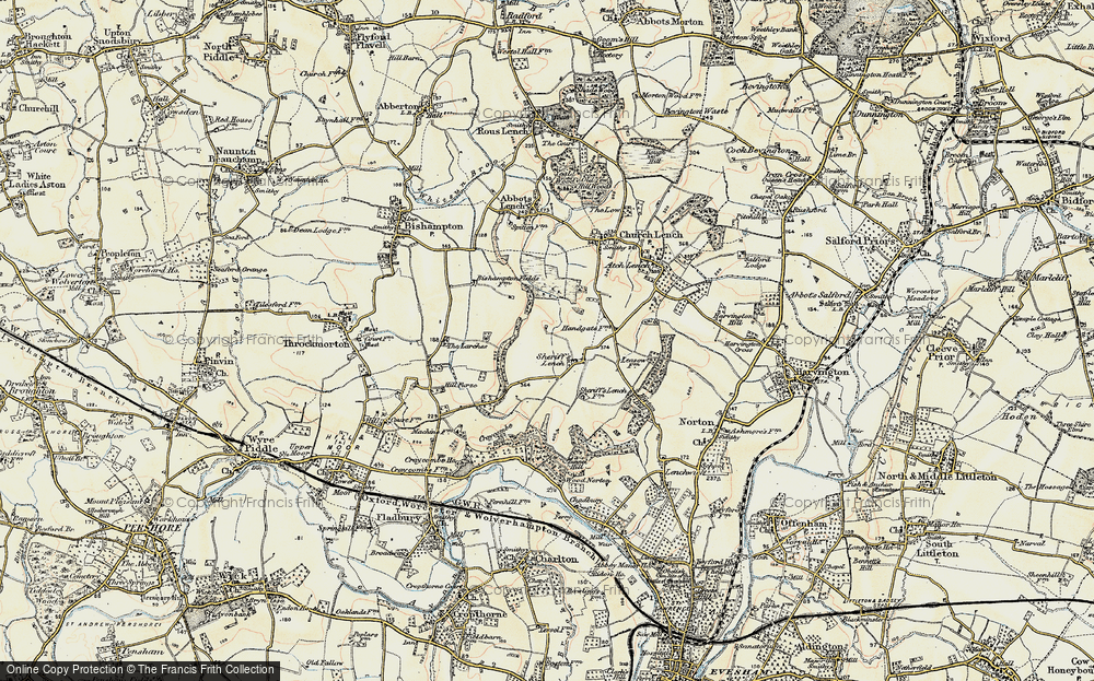 Old Map of Historic Map covering Bishampton Bank in 1899-1901