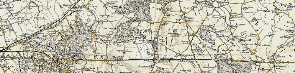 Old map of Sheriffhales in 1902