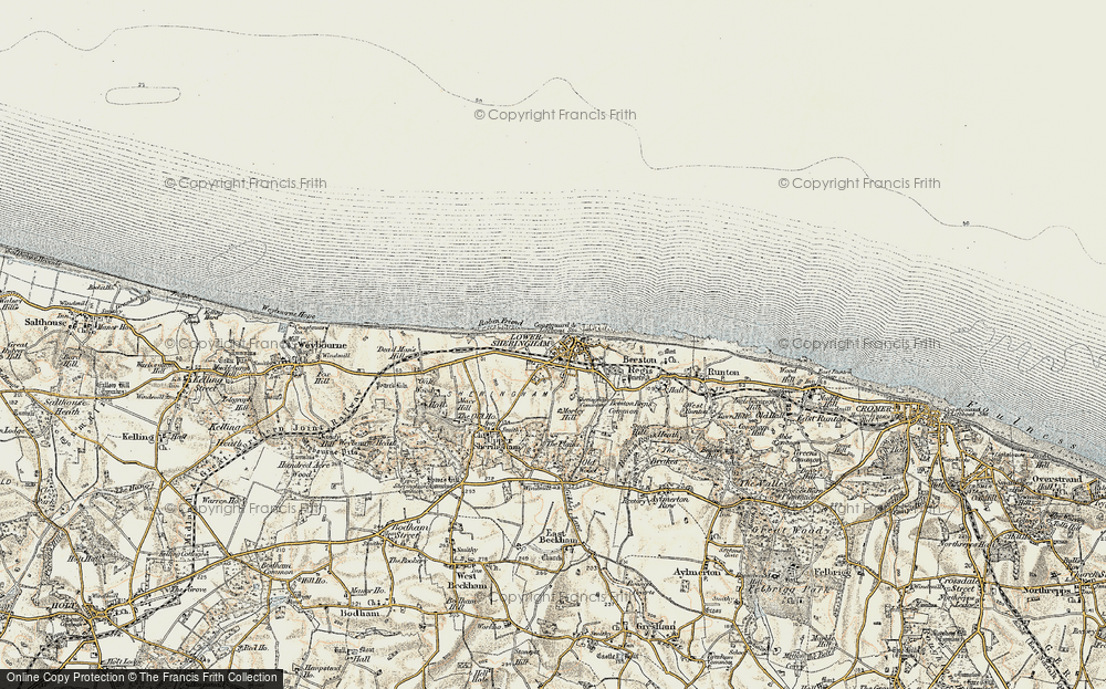 WEST 1926 OLD ORDNANCE SURVEY MAP SHERINGHAM 