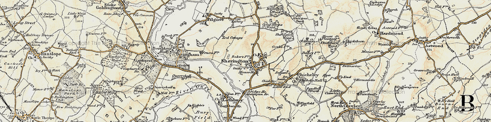 Old map of Sherington in 1898-1901