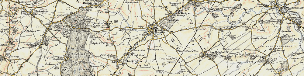 Old map of Sherston in 1898-1899